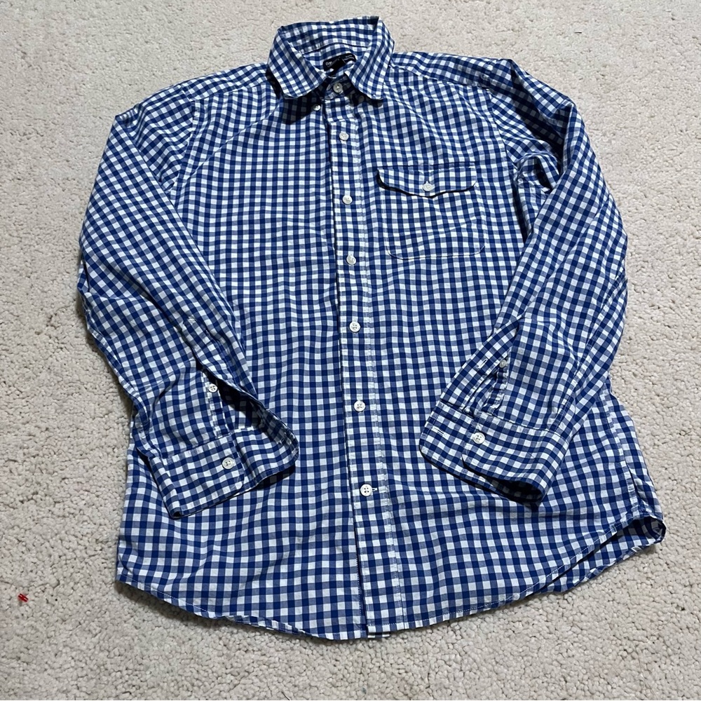 GAP Blue and White Gingham Men's‎ Slim Fit Shirt Size Medium